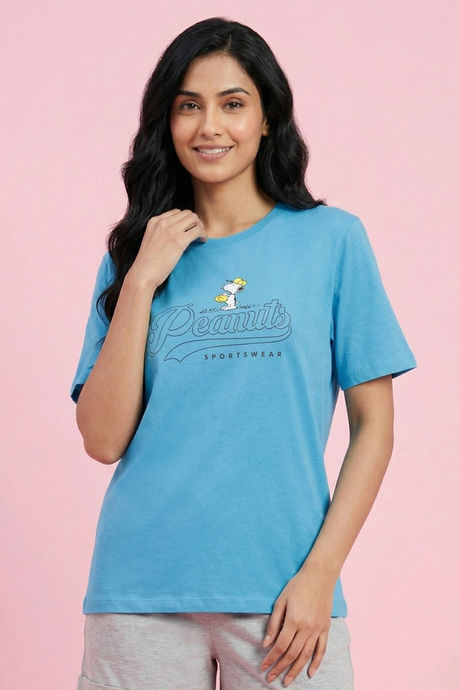 Zivame Peanuts Knit Cotton Loungewear Top - Bachelor Button — image 2